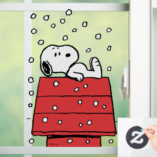Peanuts   Snoopy Doghouse Snowflakes Window Cling