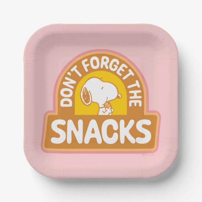 Peanuts | Snoopy Don't Forget the Snacks Paper Plate (Front)