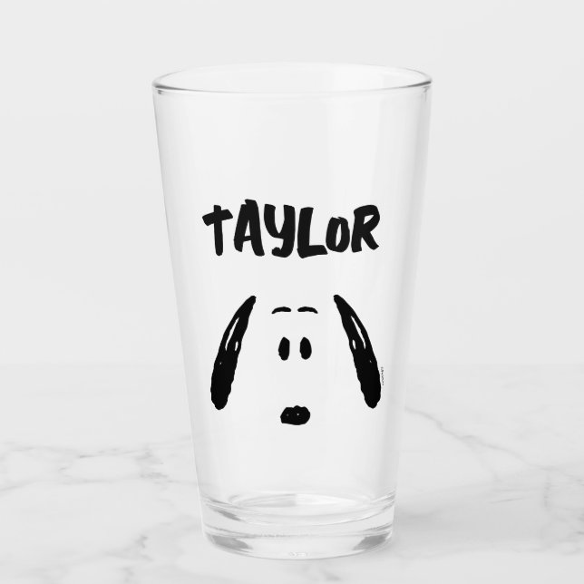 Peanuts | Snoopy Face | Add Your Name Glass (Front)
