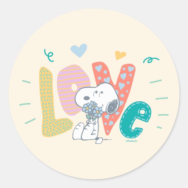Peanuts | Snoopy Flower Love Classic Round Sticker (Front)