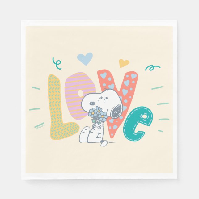 Peanuts | Snoopy Flower Love Napkin (Front)