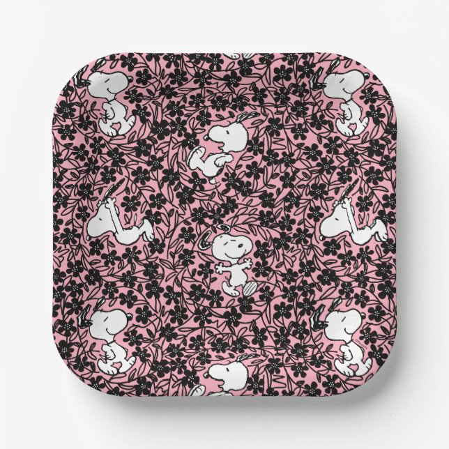 Peanuts | Snoopy Flower Vine Pattern Paper Plate (Front)