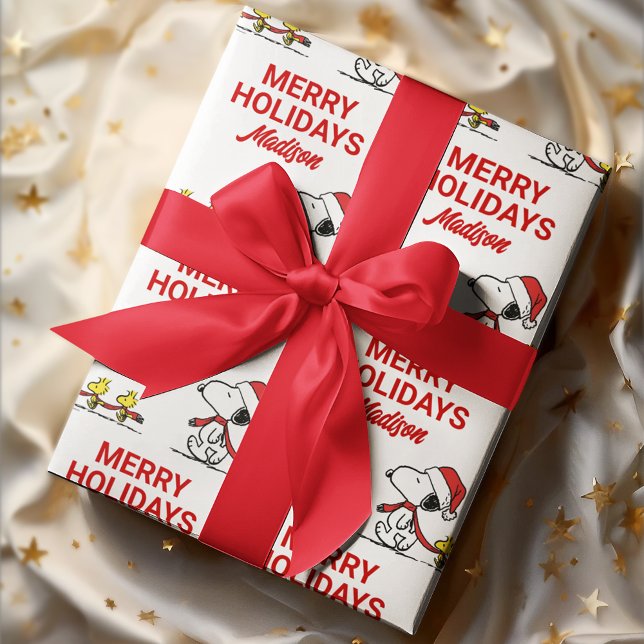 Peanuts | Snoopy & Friends Winter | Add Your Name Wrapping Paper (Wrapped gift)