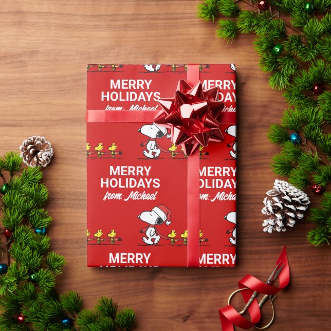 Peanuts | Snoopy & Friends Winter | Add Your Name Wrapping Paper (Holiday Gift)