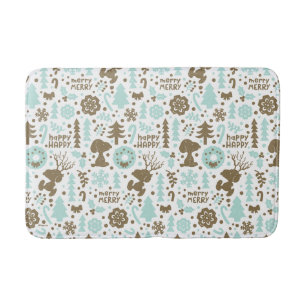 Peanuts   Snoopy Frosty Christmas Pattern Bath Mat
