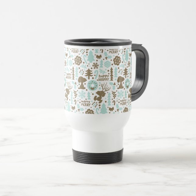 Peanuts | Snoopy Frosty Christmas Pattern Travel Mug (Front Right)