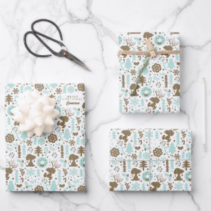 Peanuts   Snoopy Frosty Christmas Pattern Wrapping Paper Sheet