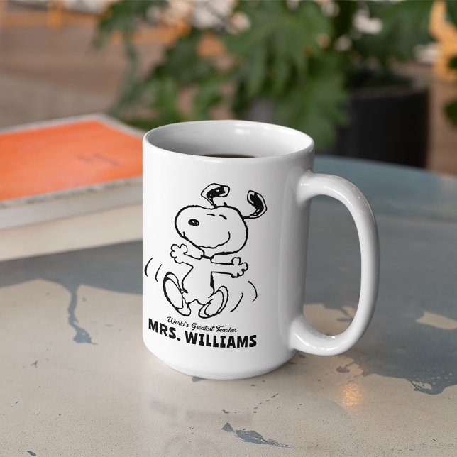 Peanuts | Snoopy Greatest Teacher Personalized Coffee Mug (Mug on table)