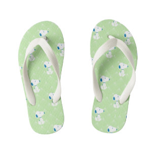 Peanuts Snoopy Green Deco Dreams Pattern Kid's Flip Flops
