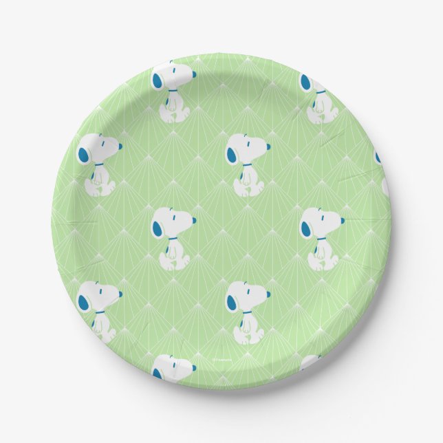 Peanuts | Snoopy Green Deco Dreams Pattern Paper Plate (Front)