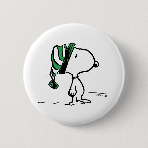 Peanuts   Snoopy Green Snow Cap 2 Inch Round Button