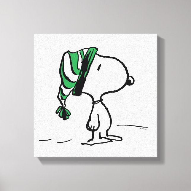 Peanuts | Snoopy Green Snow Cap Canvas Print (Front)