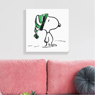 Peanuts   Snoopy Green Snow Cap Canvas Print