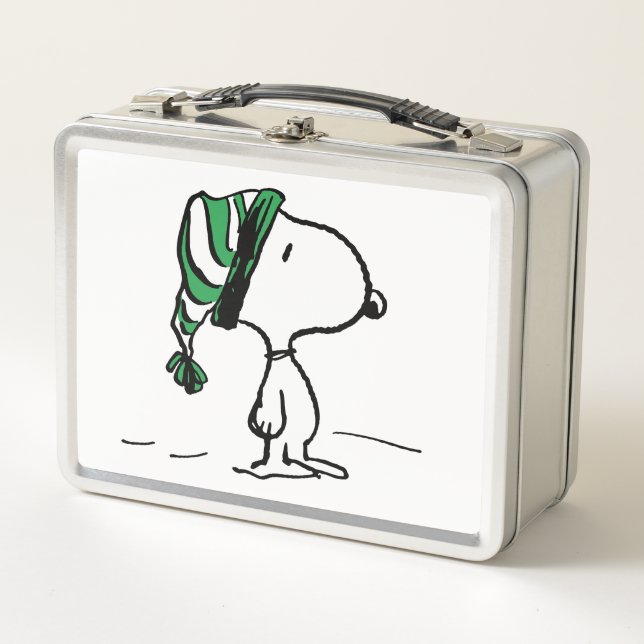 Peanuts | Snoopy Green Snow Cap Metal Lunch Box (Front)