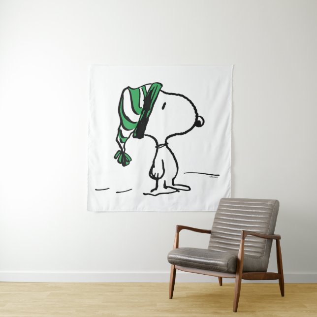 Peanuts | Snoopy Green Snow Cap Tapestry (In Situ)