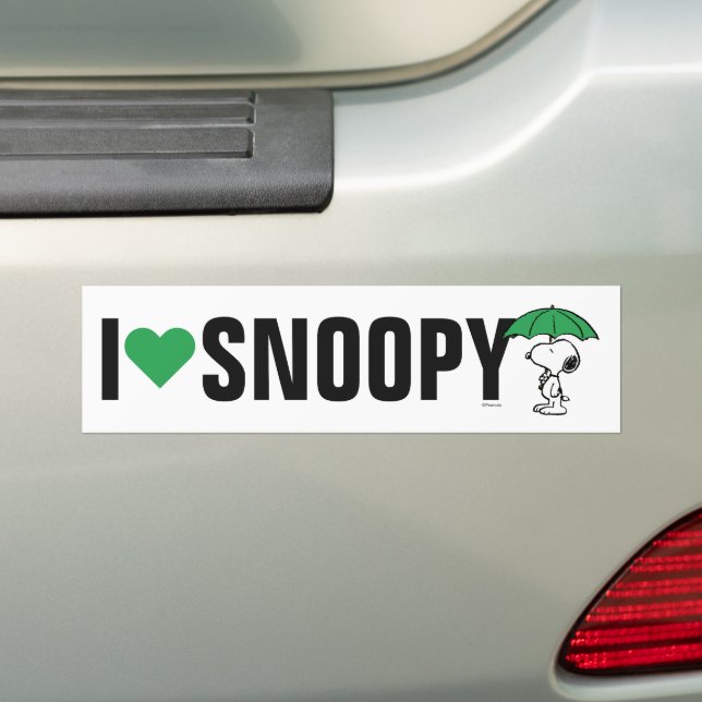 Peanuts | Snoopy Green Umbrella Bumper Sticker (On Car)