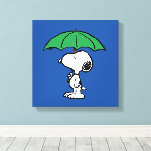 Peanuts   Snoopy Green Umbrella Canvas Print