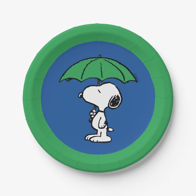 Peanuts | Snoopy Green Umbrella Paper Plate (Front)
