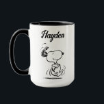 Peanuts | Snoopy Happy Dance | Add Your Name Mug<br><div class="desc">Start your day with joy using this personalized mug featuring Snoopy doing his iconic happy dance. Add your name for a custom touch,  making it a perfect gift for Peanuts fans or a delightful addition to your own collection.</div>