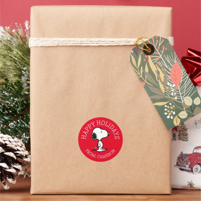Peanuts | Snoopy | Happy Holidays Classic Round Sticker (Holiday)