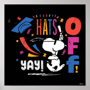 Peanuts Snoopy Hats Off To You Graduation Congrats Poster