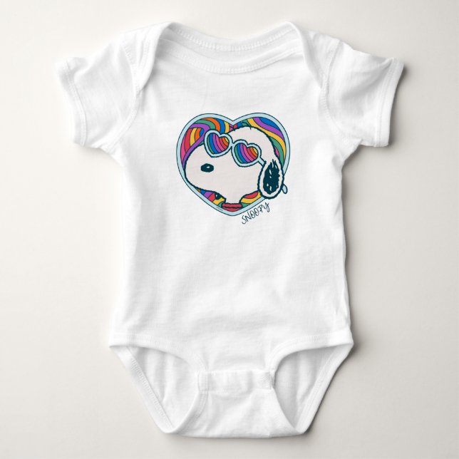 Peanuts | Snoopy Heart Rainbow Baby Bodysuit (Front)