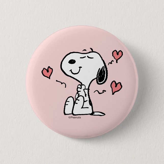 Peanuts | Snoopy Hearts 2 Inch Round Button (Front)
