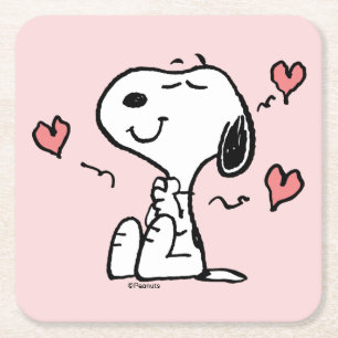 Peanuts   Snoopy Hearts Square Paper Coaster