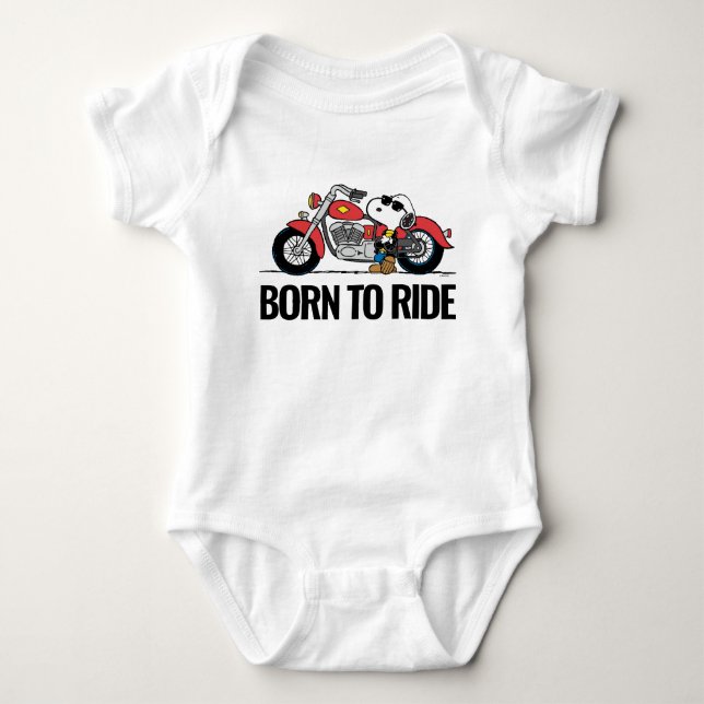 Peanuts | Snoopy & His Motorcycle Baby Bodysuit (Front)