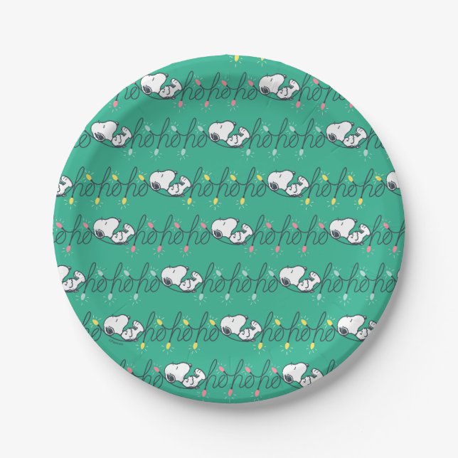 Peanuts | Snoopy Ho Ho Ho Christmas Pattern Paper Plate (Front)