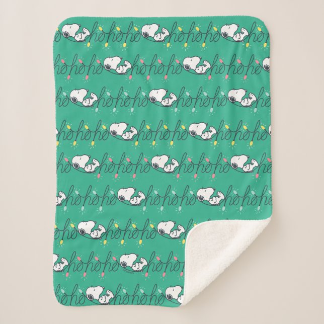 Peanuts | Snoopy Ho Ho Ho Christmas Pattern Sherpa Blanket (Front)