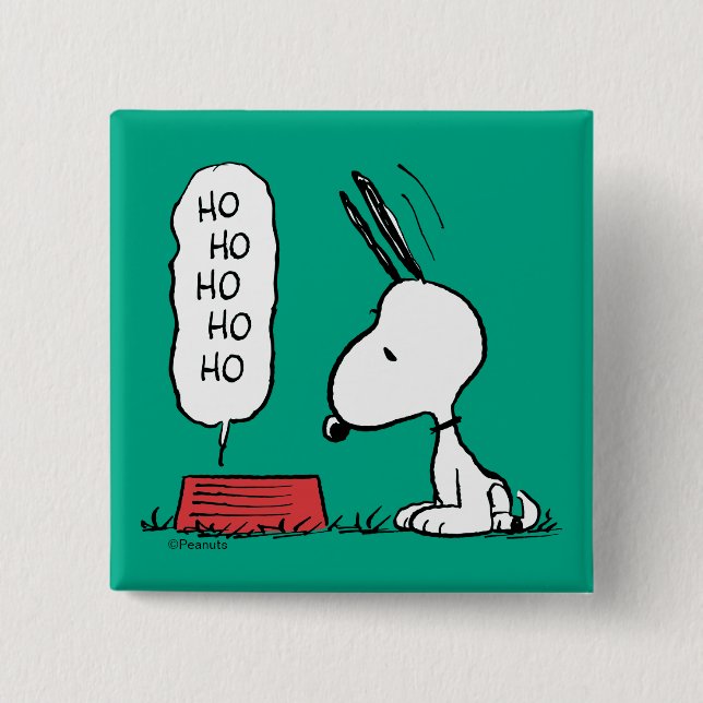 Peanuts | Snoopy Ho Ho Ho Food Dish 2 Inch Square Button (Front)