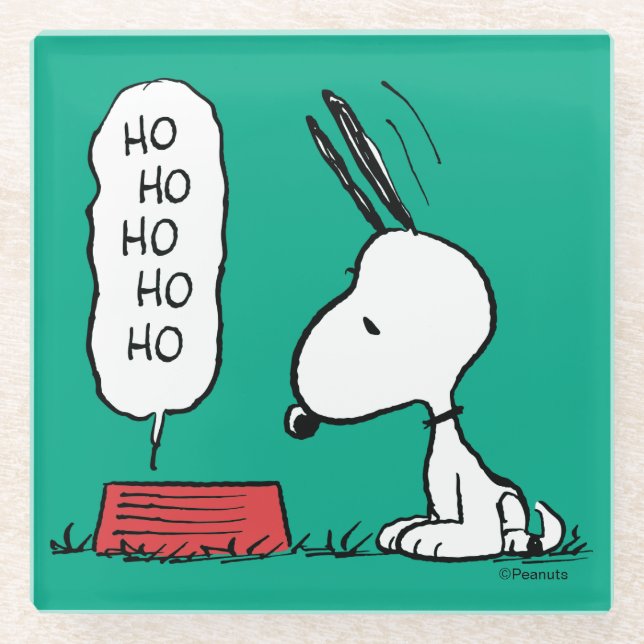 Peanuts | Snoopy Ho Ho Ho Food Dish Glass Coaster (Front)