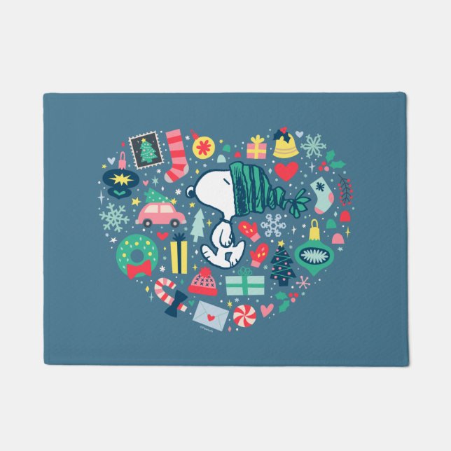 Peanuts | Snoopy Holiday Happiness Heart Doormat (Front)