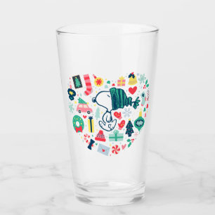 Peanuts Snoopy Holiday Happiness Heart Glass