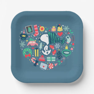 Peanuts   Snoopy Holiday Happiness Heart Paper Plate