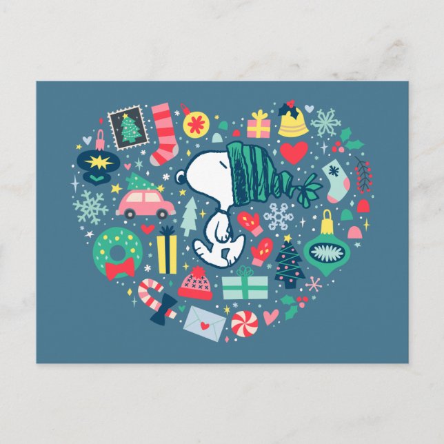 Peanuts | Snoopy Holiday Happiness Heart Postcard (Front)