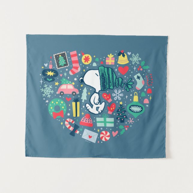 Peanuts | Snoopy Holiday Happiness Heart Tapestry (Front (Horizontal))