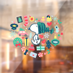 Peanuts   Snoopy Holiday Happiness Heart Window Cling