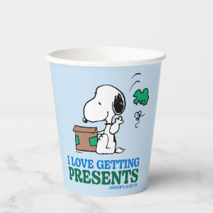 Peanuts   Snoopy I Love Getting Presents Paper Cups