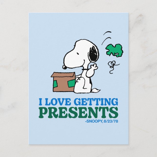 Peanuts | Snoopy I Love Getting Presents Postcard (Front)