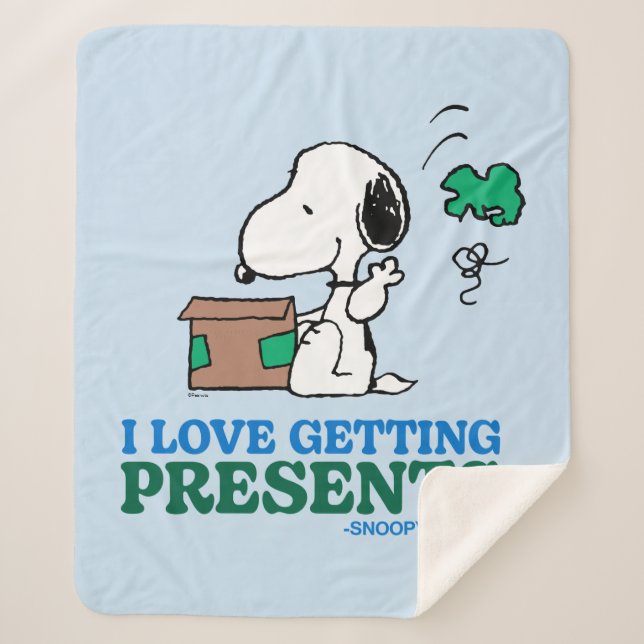 Peanuts | Snoopy I Love Getting Presents Sherpa Blanket (Front)