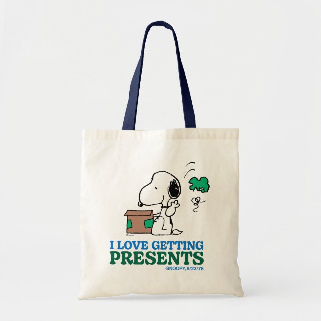Peanuts | Snoopy I Love Getting Presents Tote Bag (Front)
