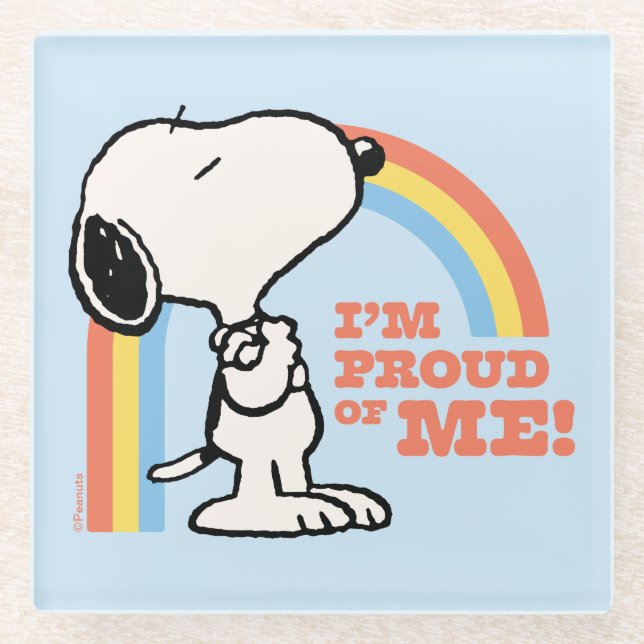 Peanuts | Snoopy I'm Proud of Me Glass Coaster (Front)