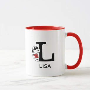 Peanuts   Snoopy "Joe Cool"   Name & Monogram L Mug