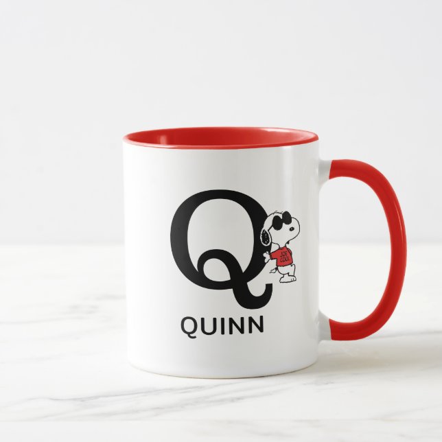 Peanuts | Snoopy "Joe Cool" | Name & Monogram Q Mug (Right)