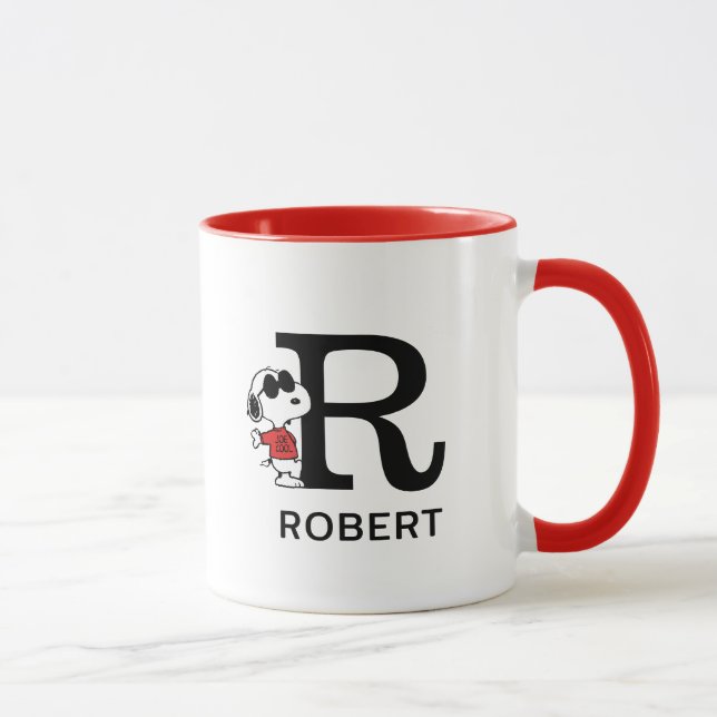 Peanuts | Snoopy "Joe Cool" | Name & Monogram R Mug (Right)