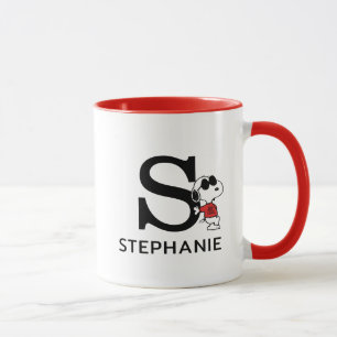 Peanuts   Snoopy "Joe Cool"   Name & Monogram S Mug