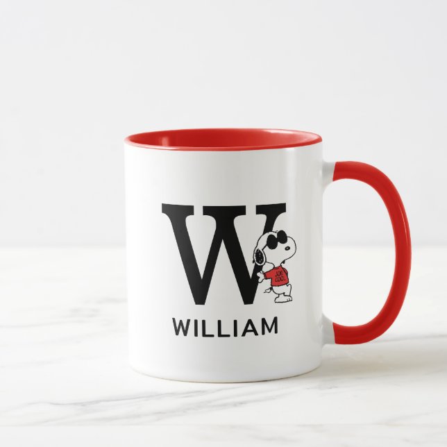 Peanuts | Snoopy "Joe Cool" | Name & Monogram W Mug (Right)