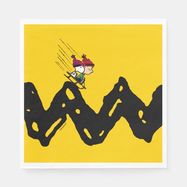 Peanuts | Snoopy & Linus Sled Ride Napkin (Front)